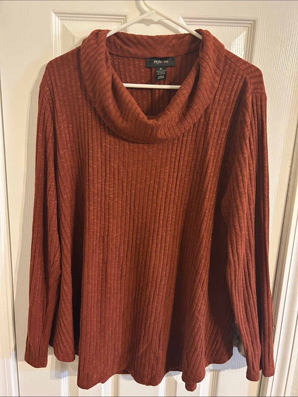 Style & Co. Burnt Orange Ribbed Cowl-Neck Sweater